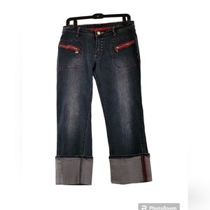 Mecca Femme Crop Roll Blue Jean Pants 90's Vintage